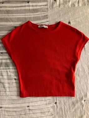 Zara Red Crewneck Tee